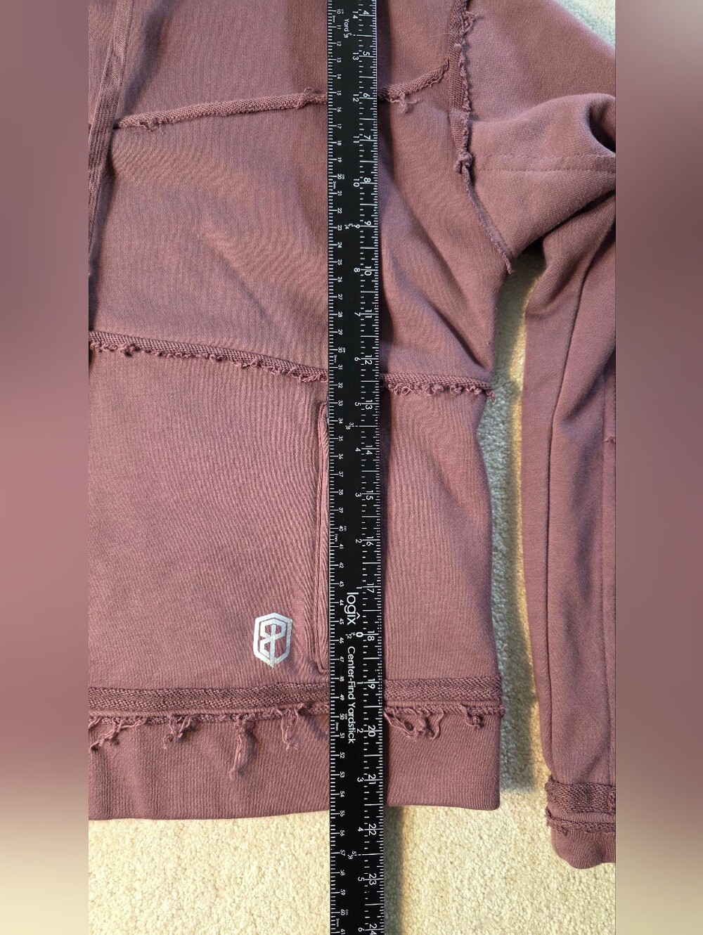Born Primitive Purple 1/4 Zip Cropped Hoodie Raw Distressed Seams Womens L - Picture 5 of 9